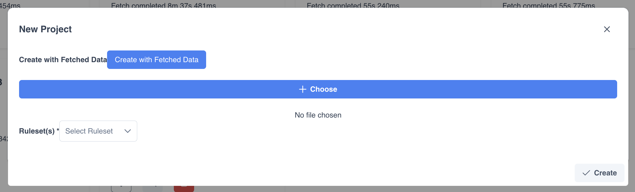 create with fetched data